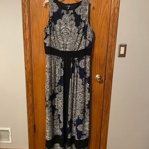 Chaps 20W Woman’s plus Paisley blue black maxi dress